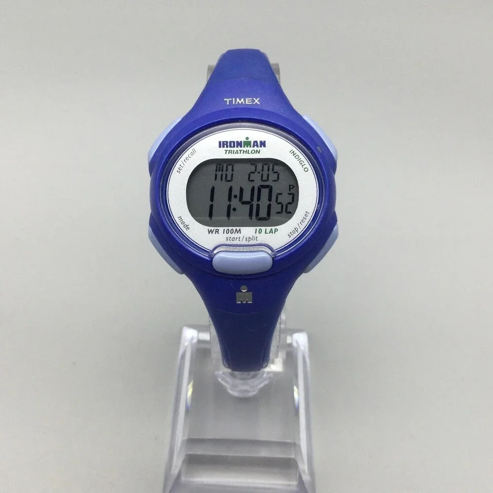 Timex Ironman Triathlon Women Watch 34mm Digital Blue Resin Indiglo New Battery